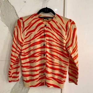 J. Crew Orange Zebra Print Cardigan Size S
